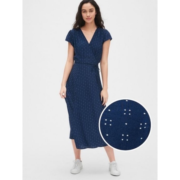 Gap Short Sleeve Midi Wrap Dress 